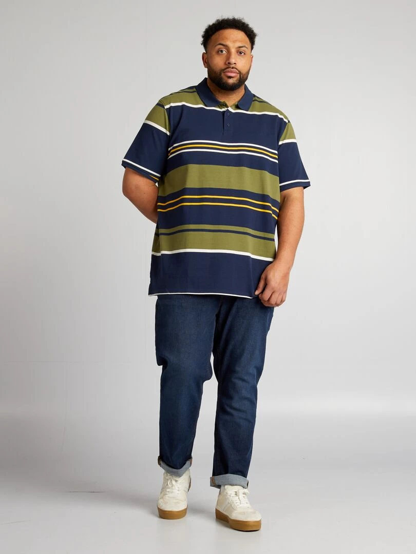 Polo à rayures en coton Bleu