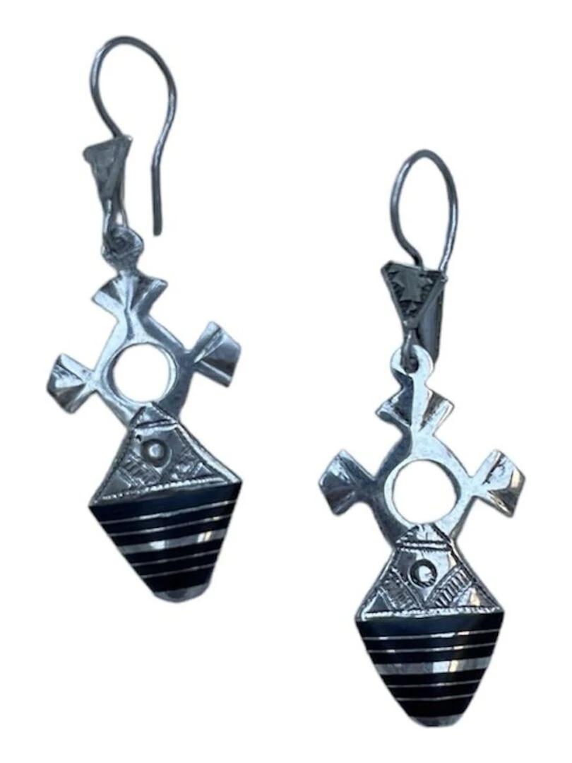 Boucles oreille touareg croix du niger tillya Argent