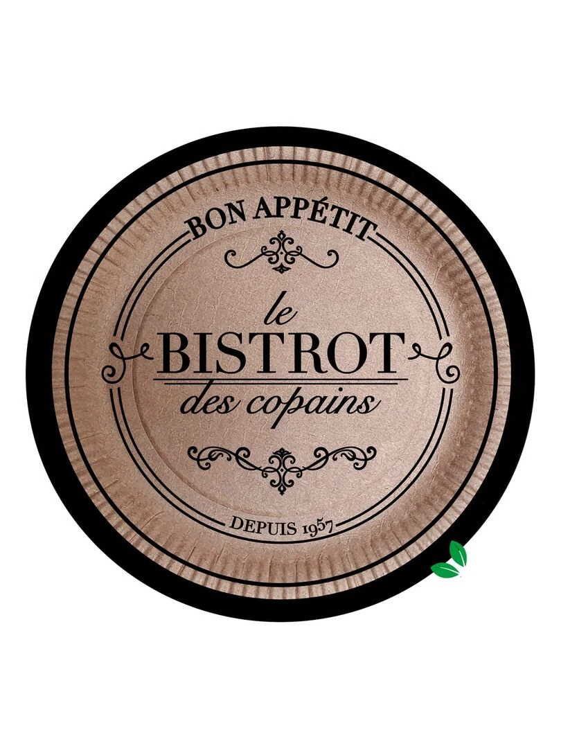 Set de 10 assiettes en kraft 23 cm Bistrot parisien Marron