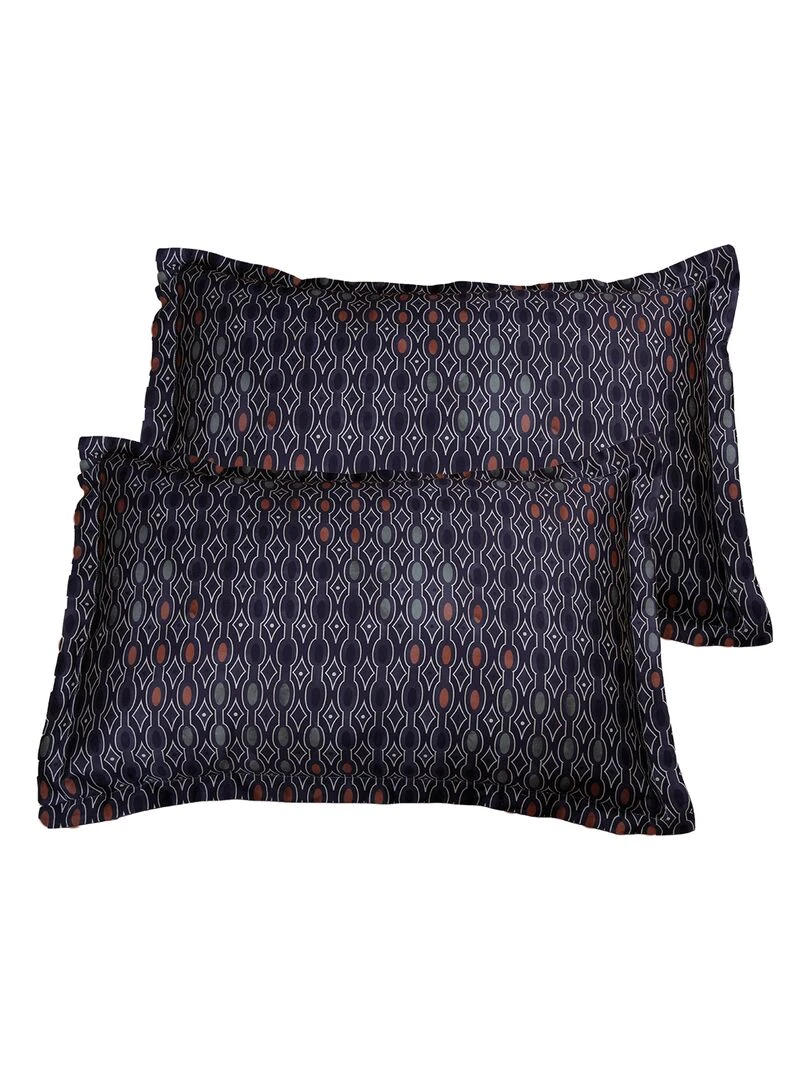 Lot de 2 Taies d'oreiller 63x63 cm satin de coton Bleu marine