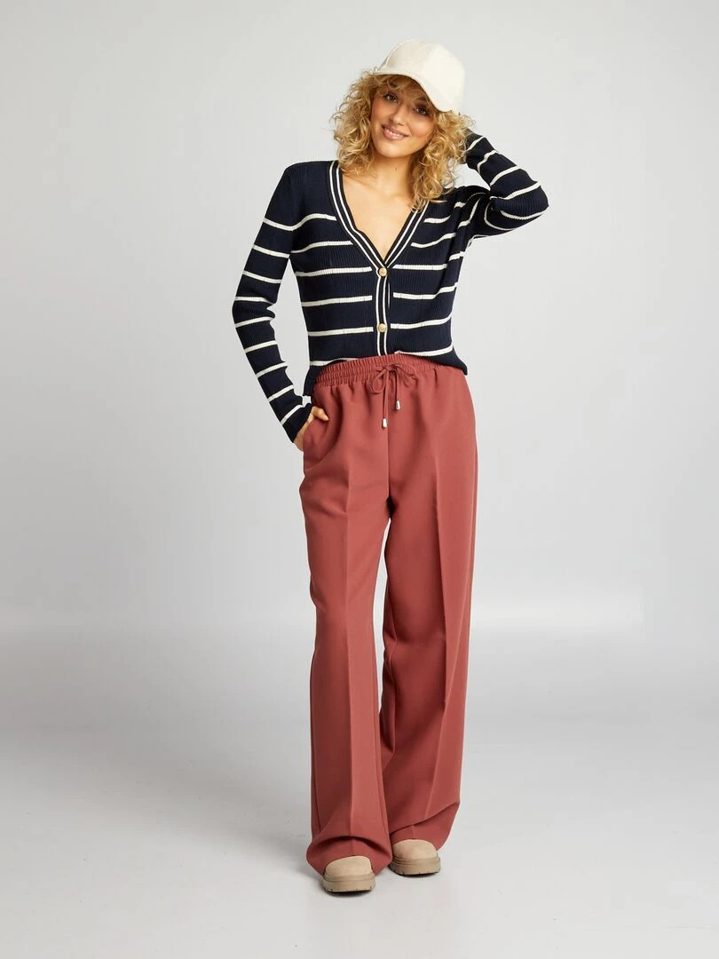 Gilet en maille côtelée   Bleu