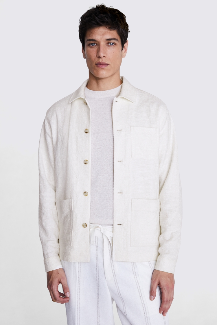 Off White Textured Chore Overshirt Buy Online at Moss