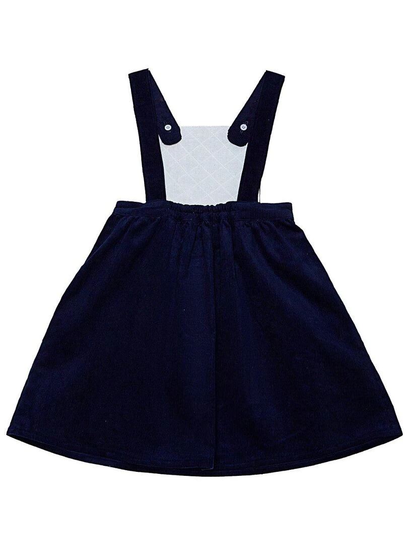 Robe Salopette Fille  Velours Bleu Marine  ECOLIÈRE   'LA FAUTE A VOLTAIRE'   Bleu marine