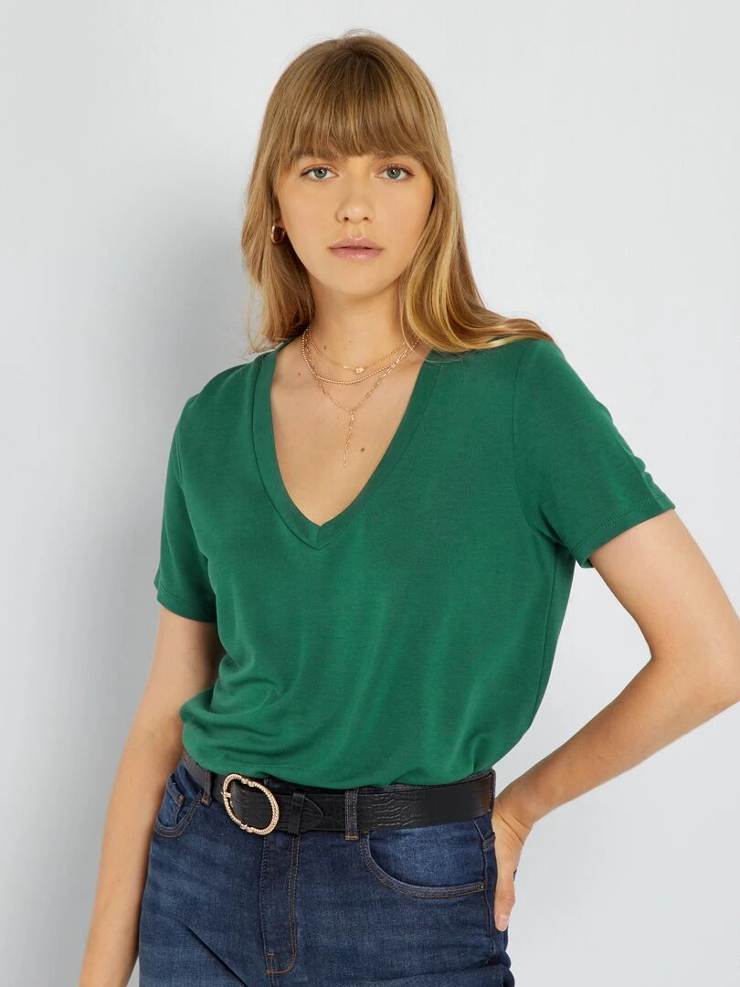 T shirt manches courtes matière douce Vert