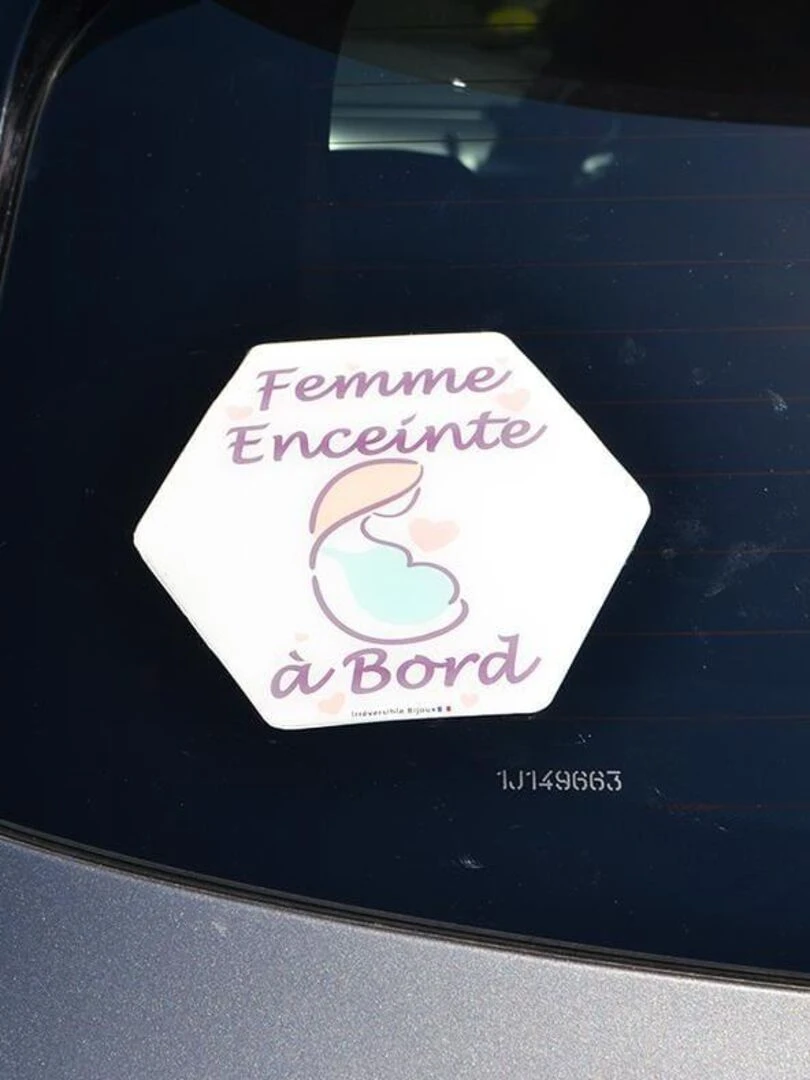 Adhésif / Autocollant bébé à bord   Femme enceinte à bord   Blanc