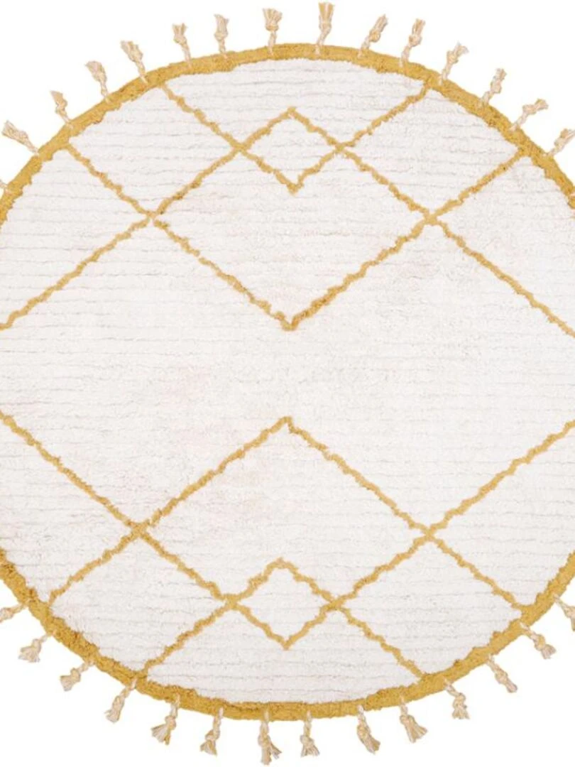 Tapis lavable rond Côme écru et mangue (120 cm) Jaune