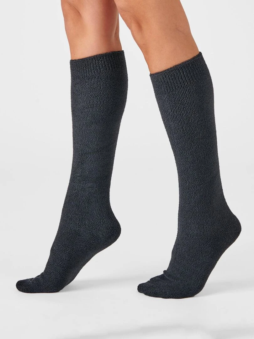 Mi bas jersey maille bouclette Thermolactyl Damart gris anthracite
