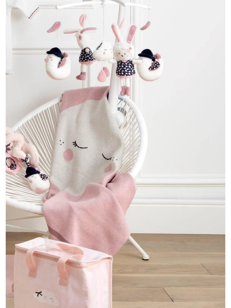 Couverture maille 100x80cm en coton rose SAUTHON Rose