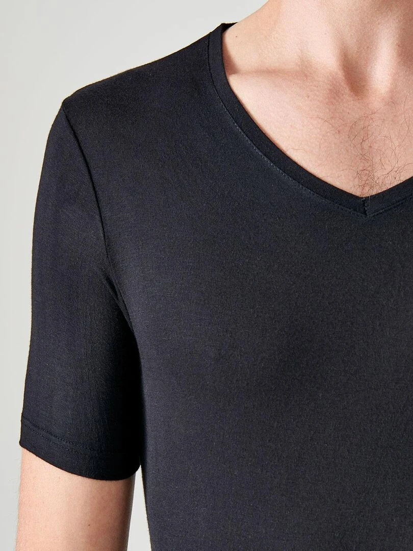 T shirt manches courtes col V Thermolactyl Sensitive   Damart   Noir