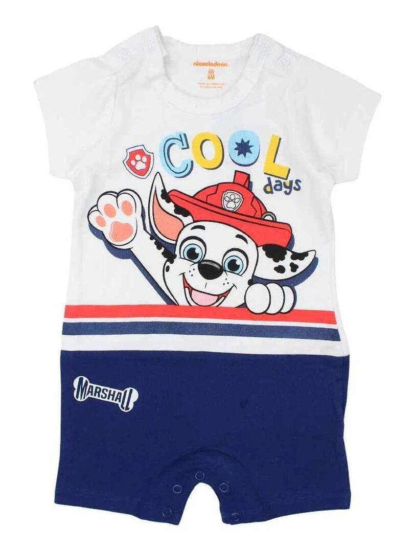 La Pat' Patrouille Combishort bébé garçon imprimé La Pat' Patrouille en coton Bleu