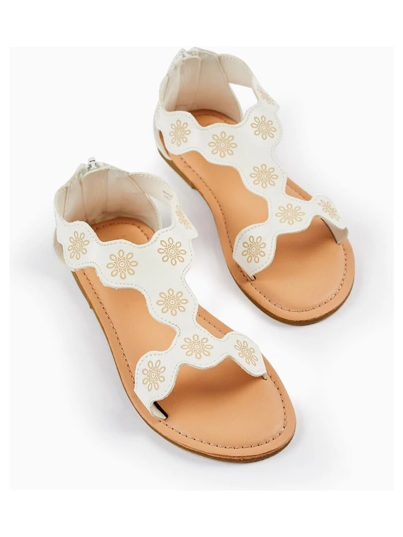 Sandale à motif floral pour fille CÉRÉMONIE Blanc