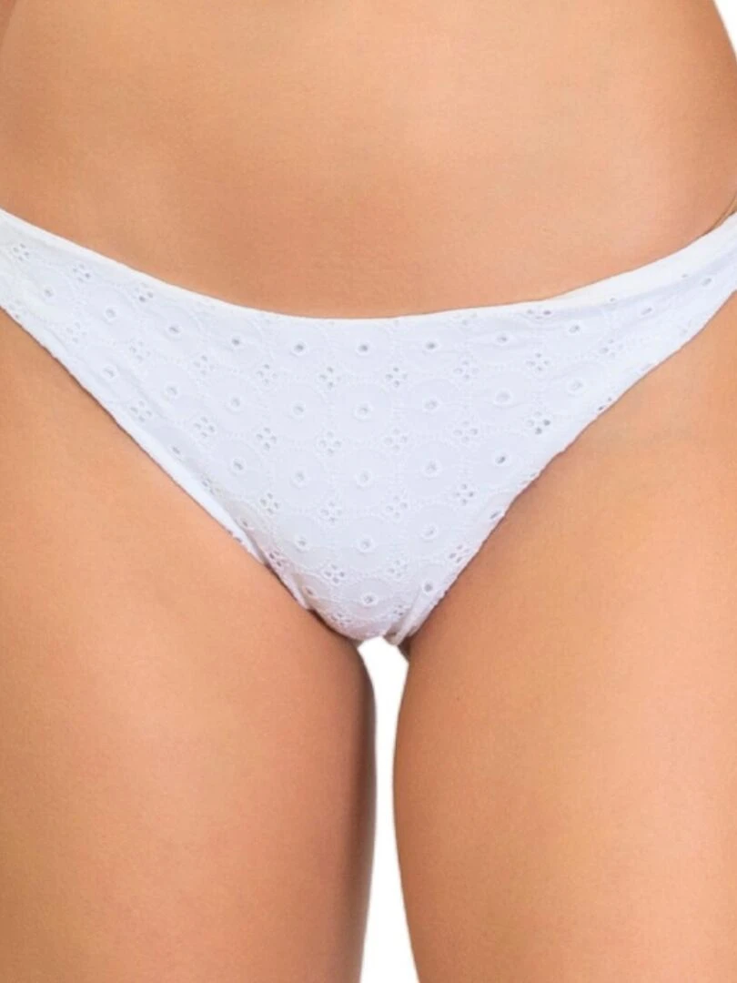 Bas de bikini brésilien broderie anglaise Sangallo Blanc