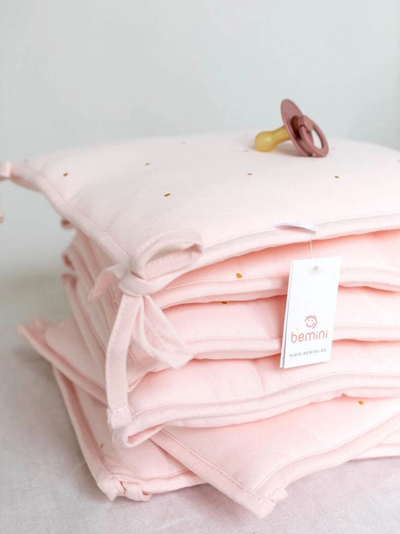 Bemini Tour de lit parc 6 coussins Pady jersey et jersey   Rose clair