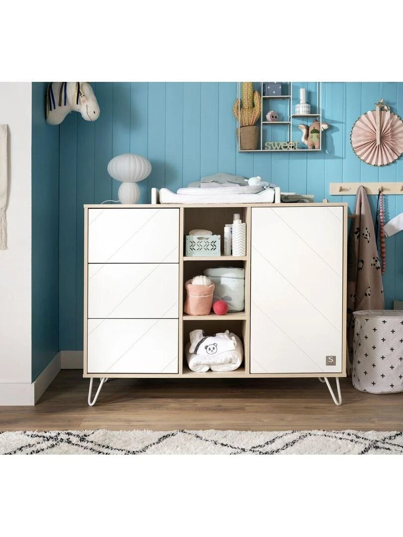 Commode 1 porte 3 tiroirs   SAUTHON   Blanc