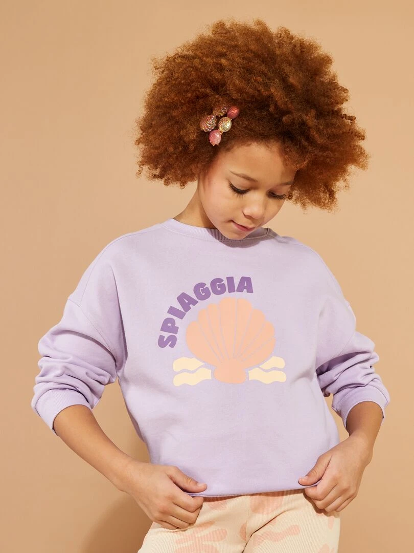 Sweat en molleton à col rond   Grafik Edition   Violet