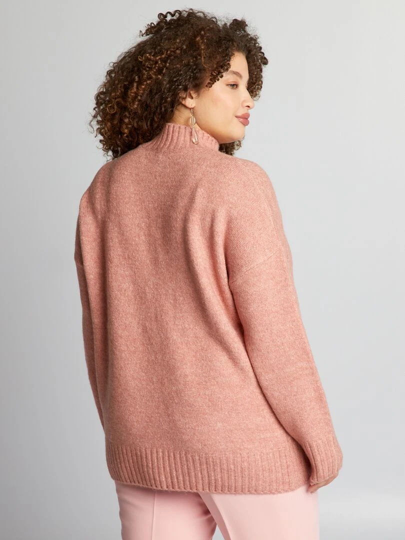 Pull col montant   Vieux rose