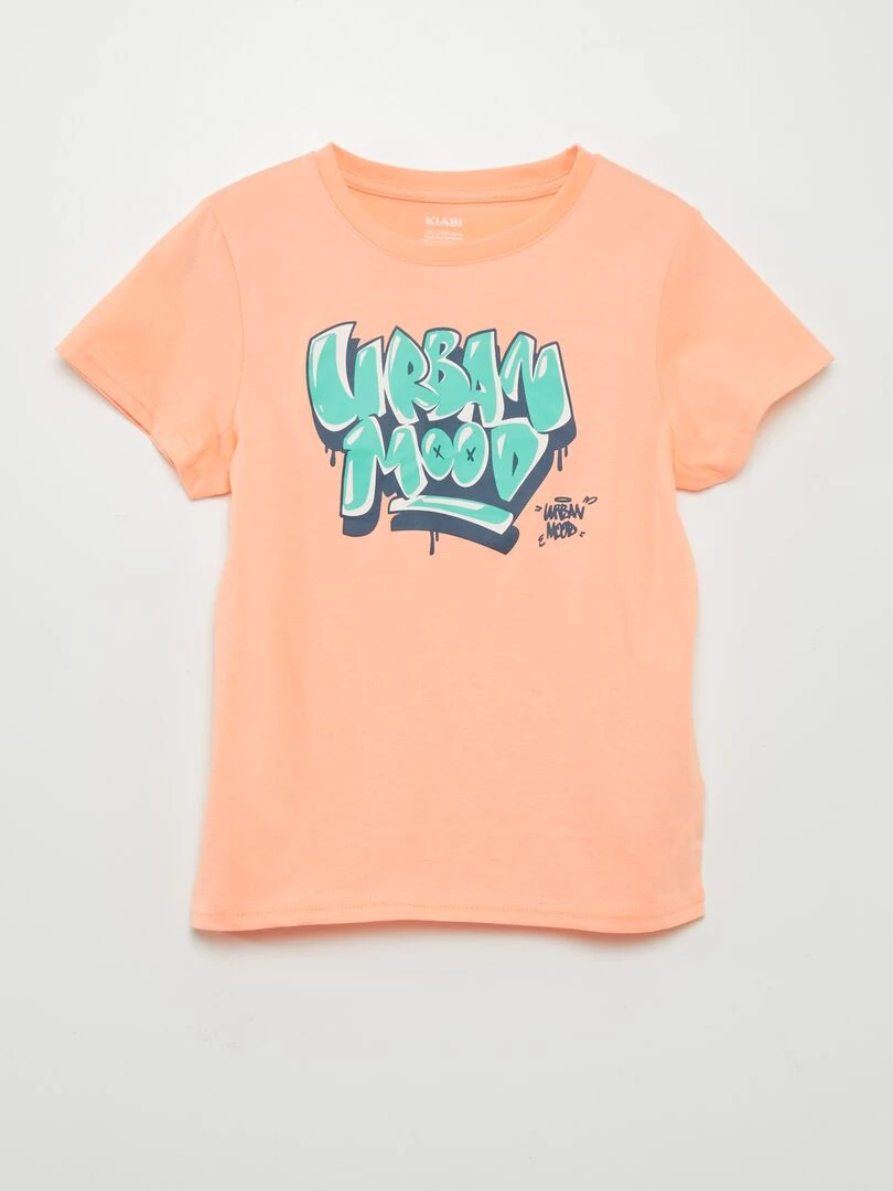 Pyjama court  t shirt + short   2 pièces   Orange