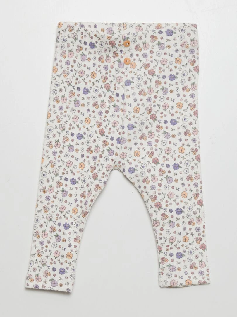 Legging long à motif Blanc/rose