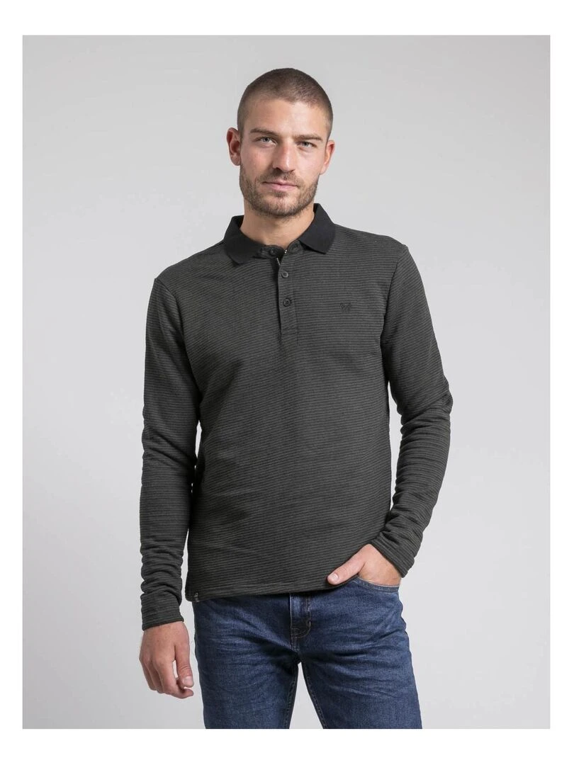 Polo manches longues pur coton POMEGAN Noir