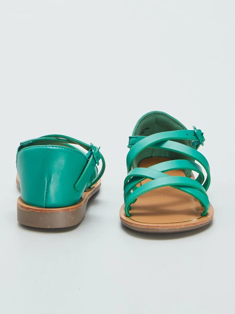 Sandales unies à brides croisées   Vert