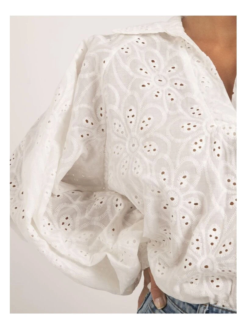 Blouse broderies anglaises FLOSSIE   Blanc