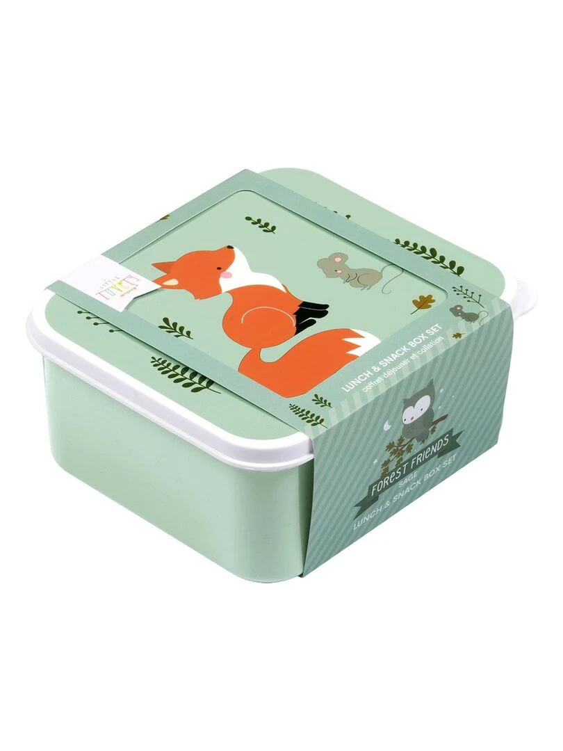 Lot de 4 boîtes à goûter Amis de la forêt vert   Vert d'eau