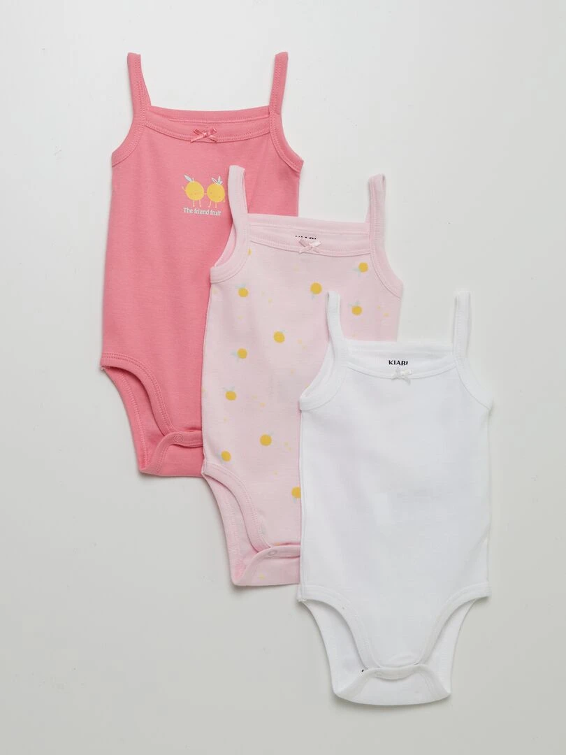 Lot de 3 bodys à bretelles Rose