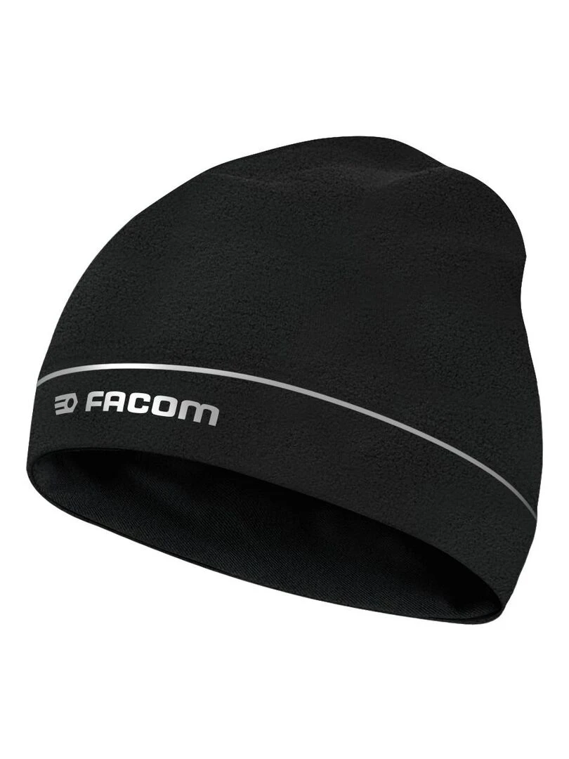 Bonnet fin polaire avec bandes réfléchissantes et logo Facom Noir