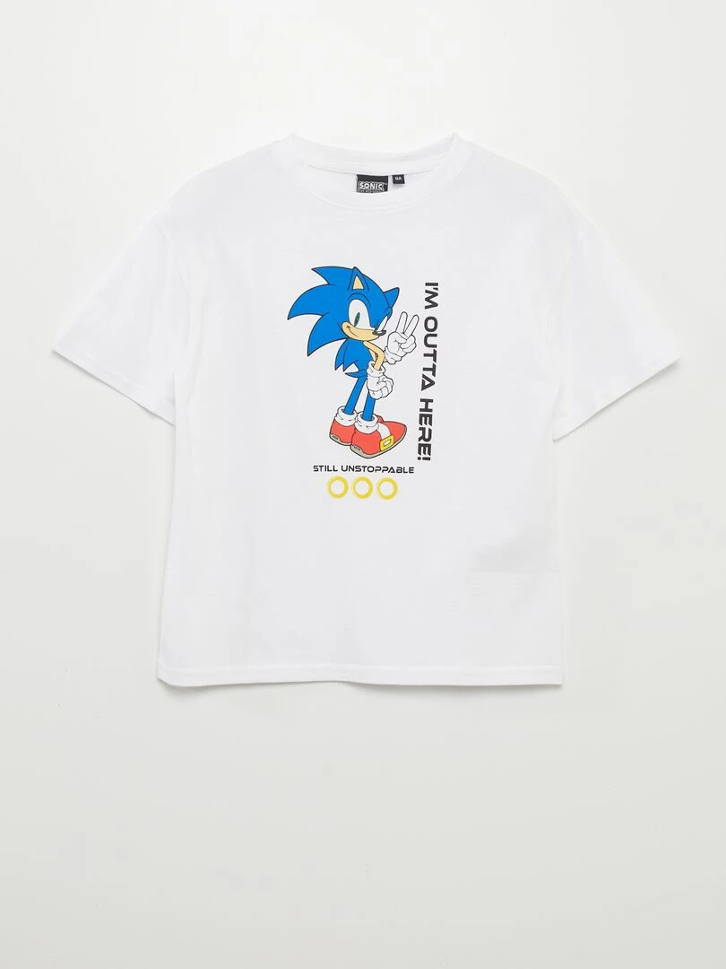 T shirt imprimé 'Sonic' manches courtes blanc