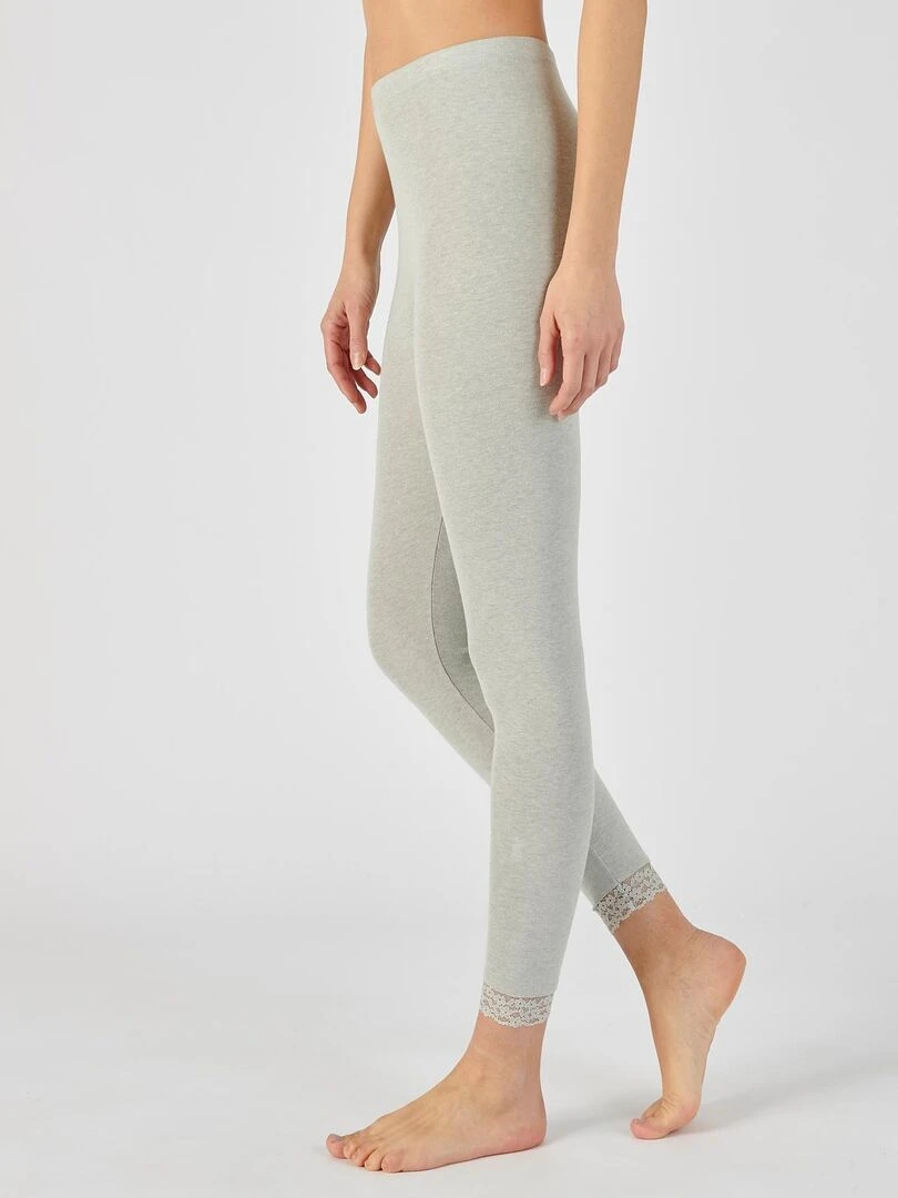 Legging long dentelle Thermolactyl Sensitive Damart Gris chiné