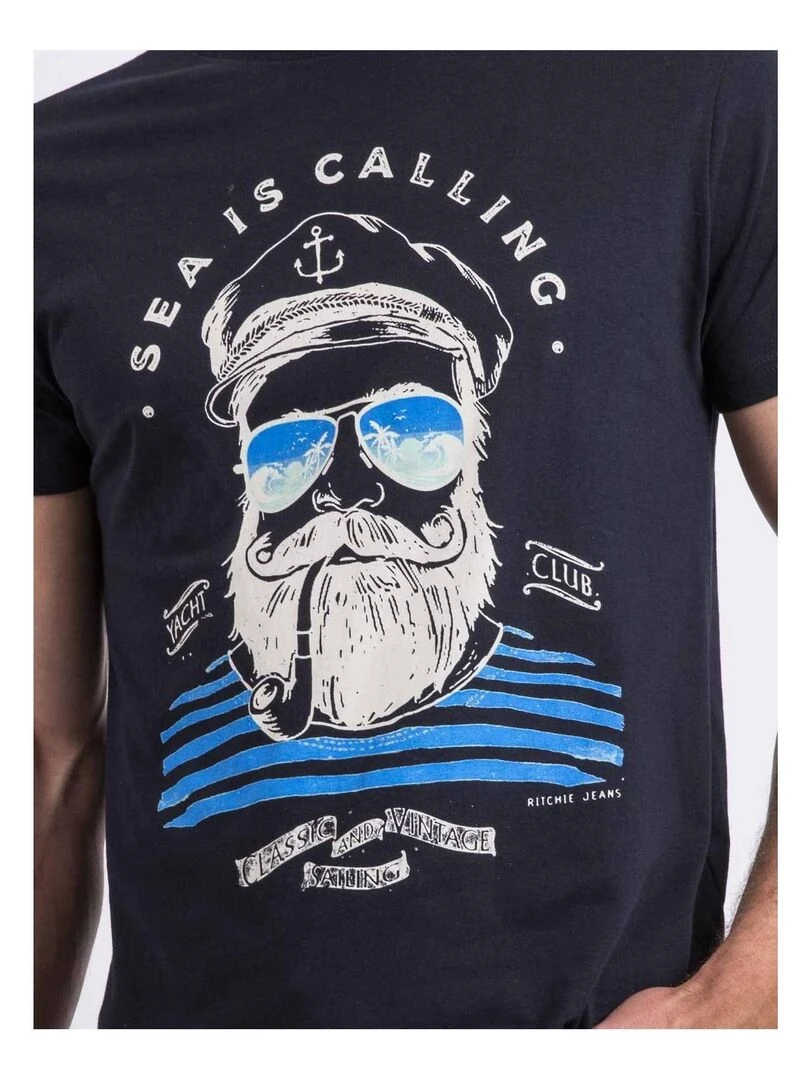 T shirt col rond NALUPIRI   Bleu marine