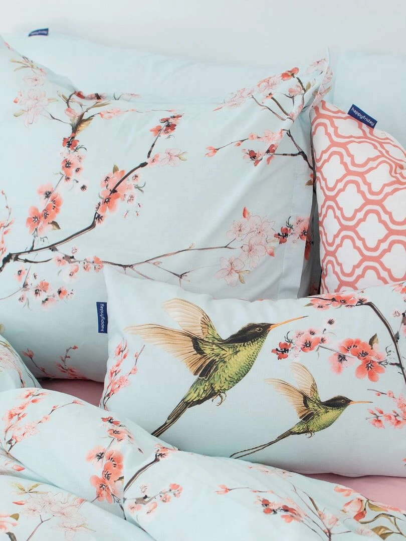Housse de coussin Chinoiserie "Happyfriday" Blanc