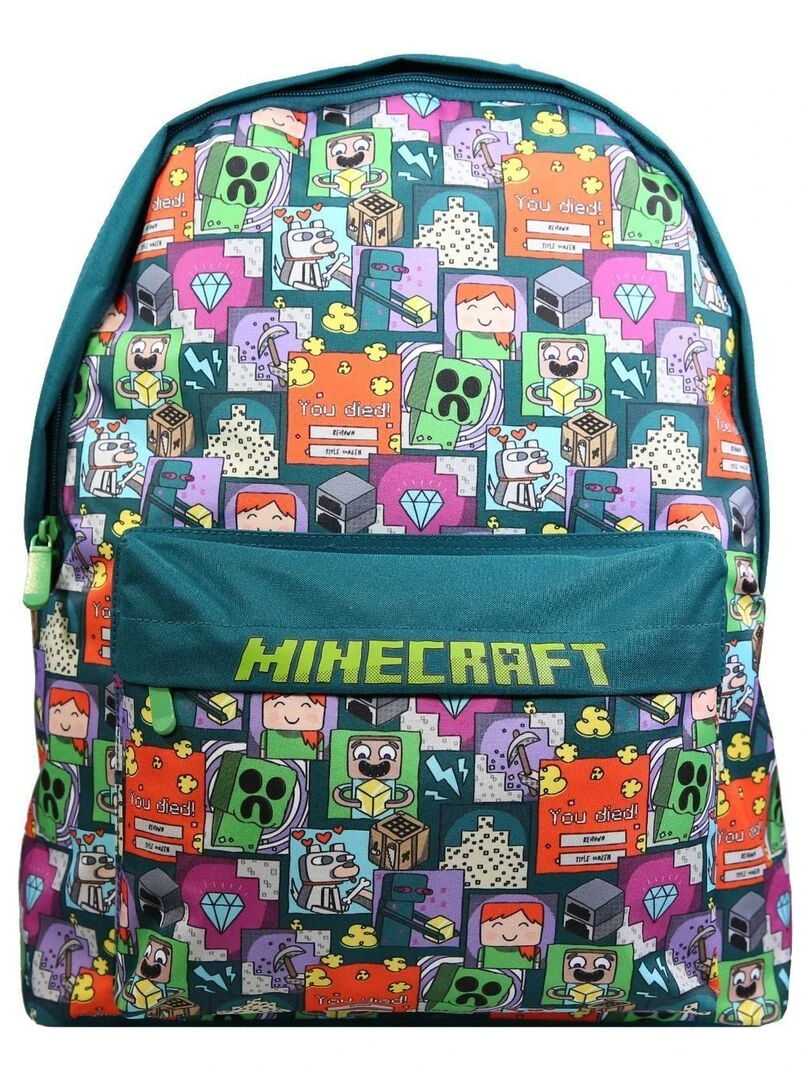 Sac à dos 1 compartiment Minecraft Jeu Vidéo Vert Bagtrotter Noir
