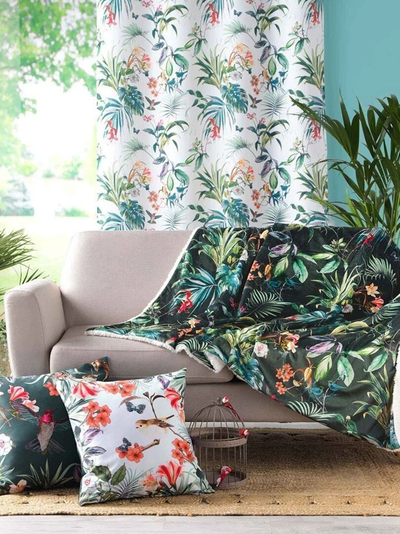 Plaid velours 125x150 cm sherpa Féerie   Vert