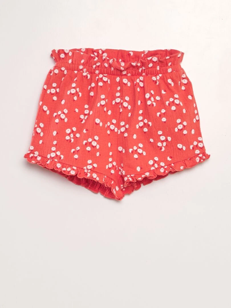 Short à bords volantés Rouge