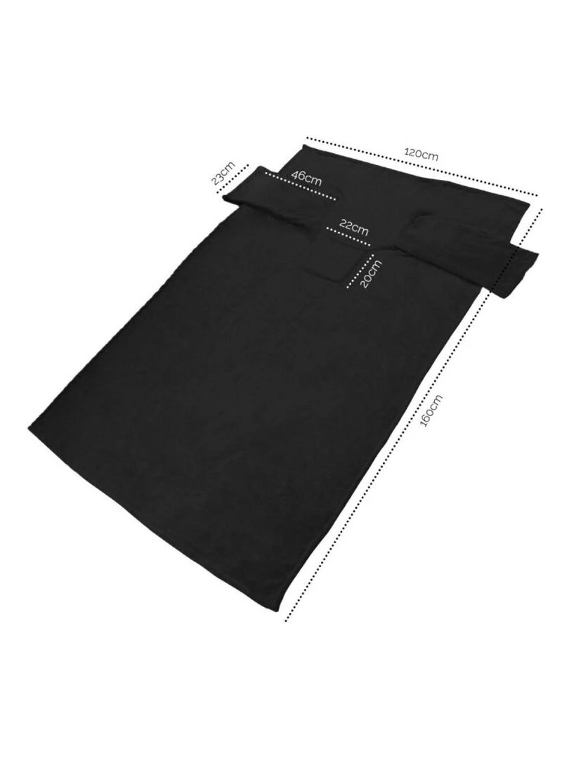 Couverture polaire plaid intégral avec manches et poche Enfant Vivezen Noir