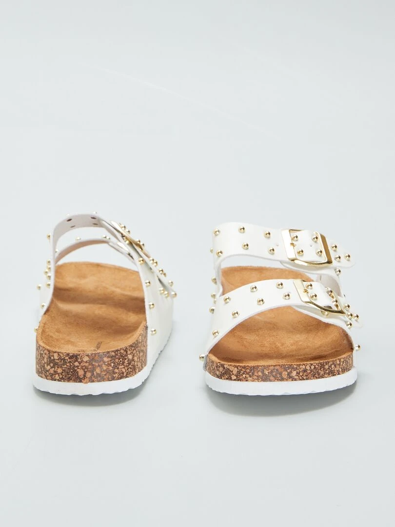 Mules avec brides cloutées   blanc