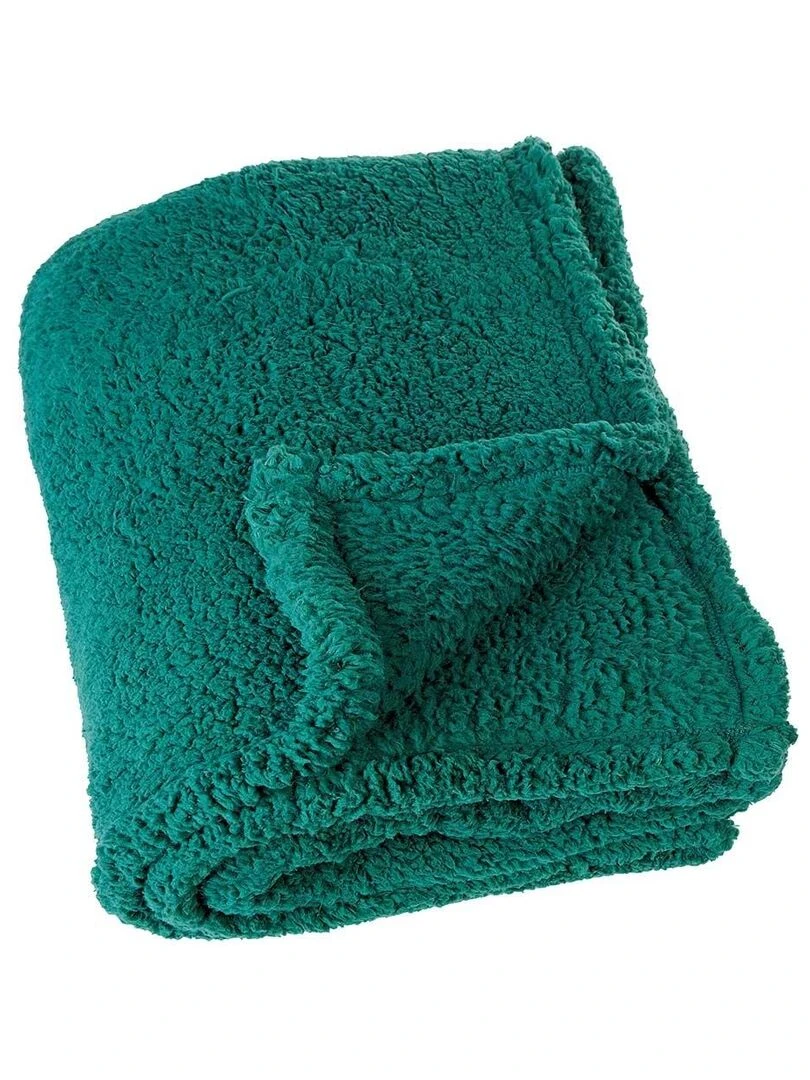 Plaid coloré Effet mouton Vert foncé