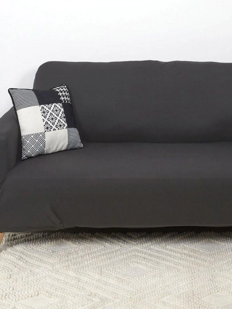 Housse de canapé 2 places extensible gris Gris