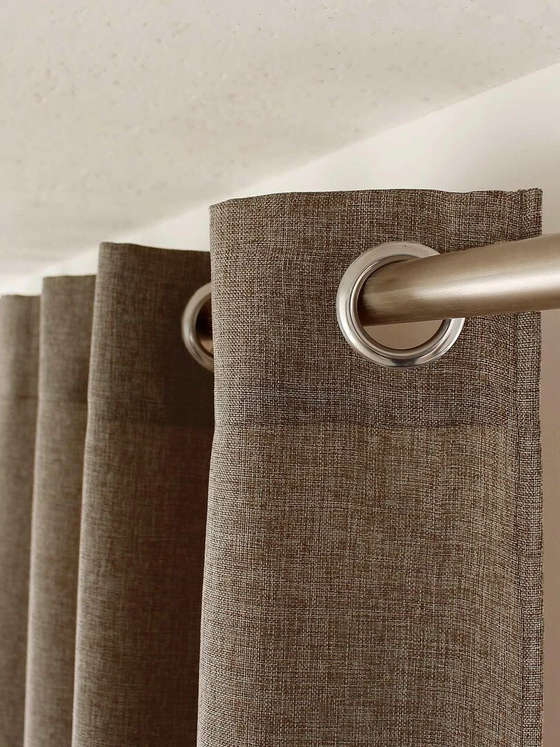 Rideau uni avec œillets ronds   Taupe