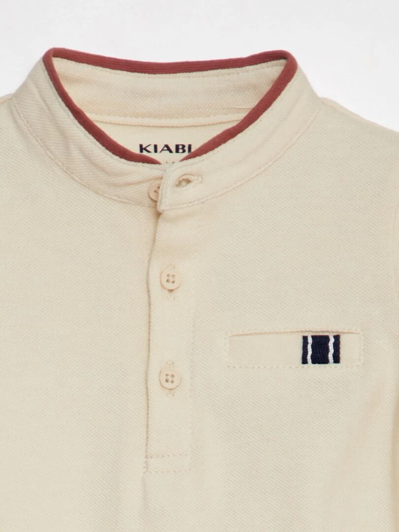 Ensemble 2 pièces   Tee shirt esprit polo + short en twill   Rose/crème