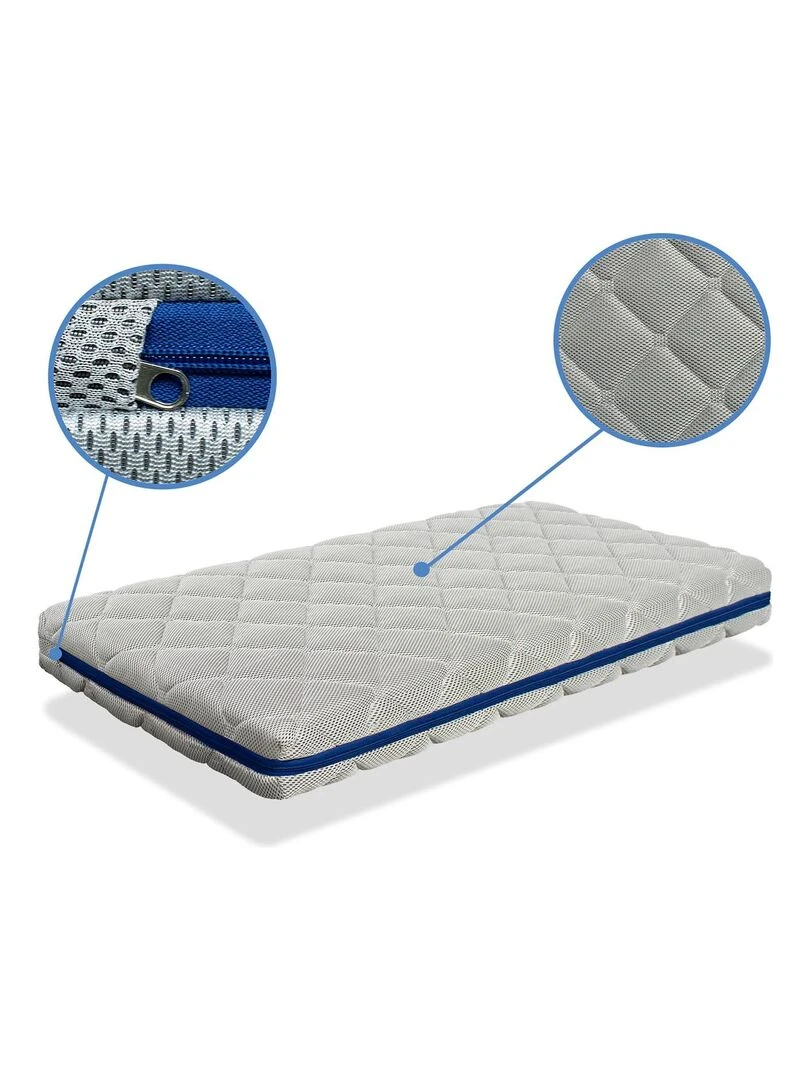 Matelas bebe OCEAN BREATHAIR épaisseur 11 CM Noyau 100 % Lavable Gris