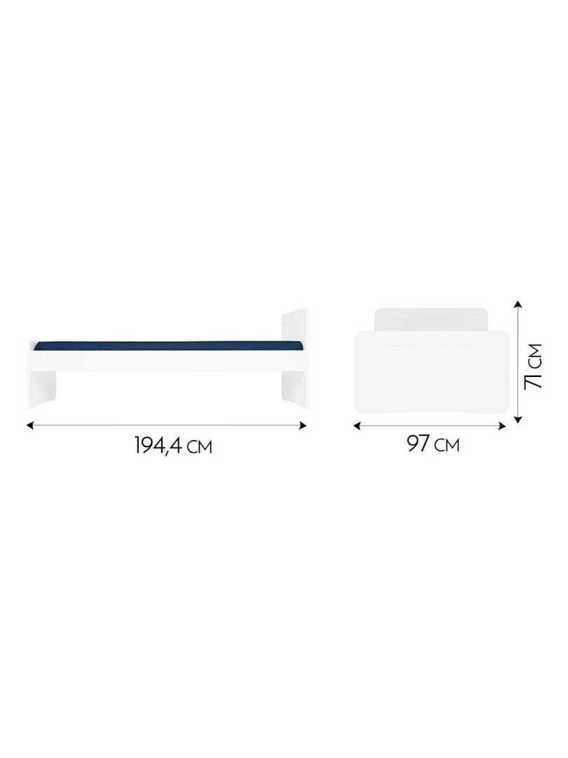 Pack lit avec matelas Spike AKITEN RETAIL Blanc Blanc