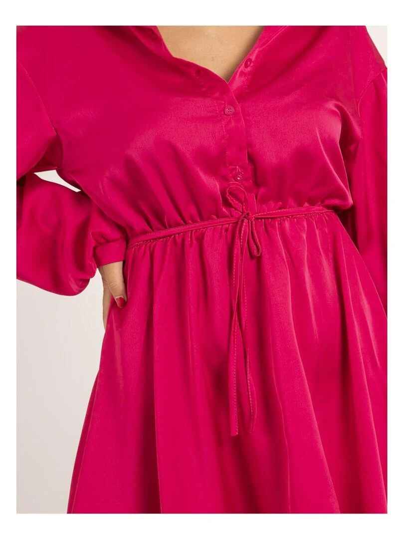 Robe chemise courte satin IVERSE   Rose fushia