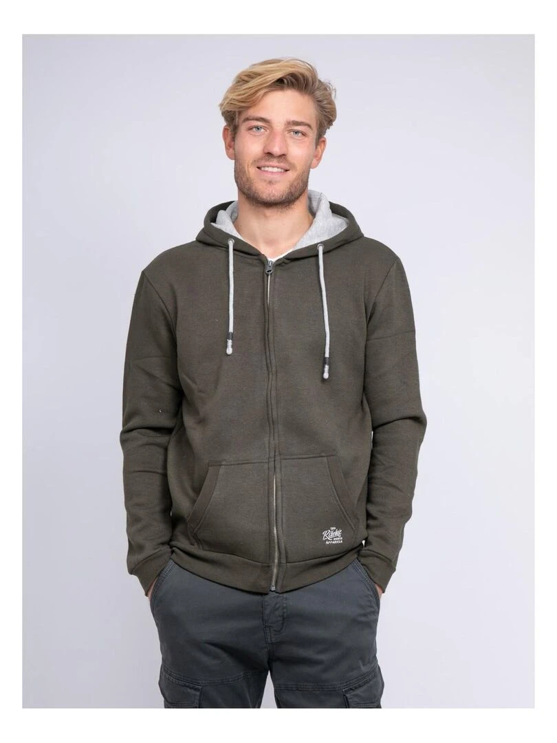 Sweat zippé capuche WAMIN Kaki
