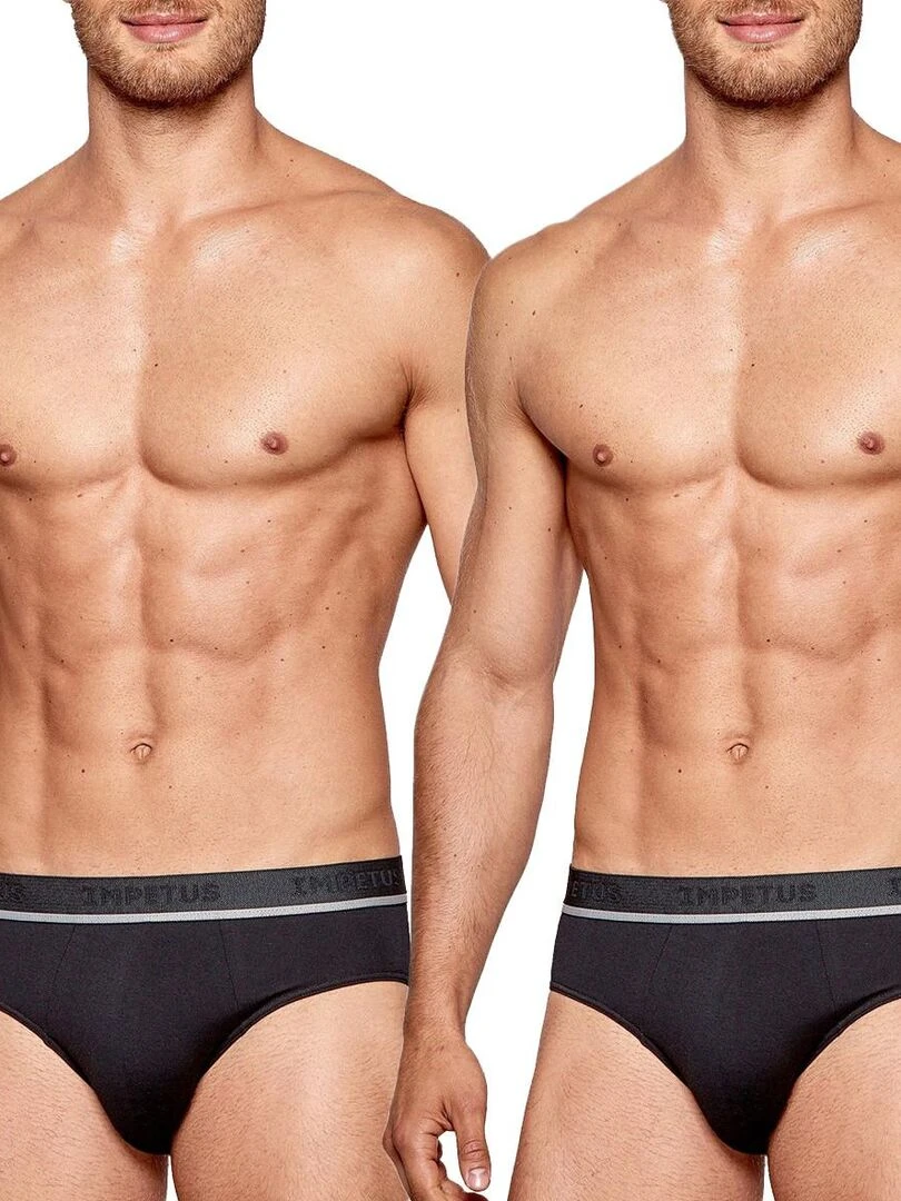 Pack de 2 slips en coton stretch Essentials Noir