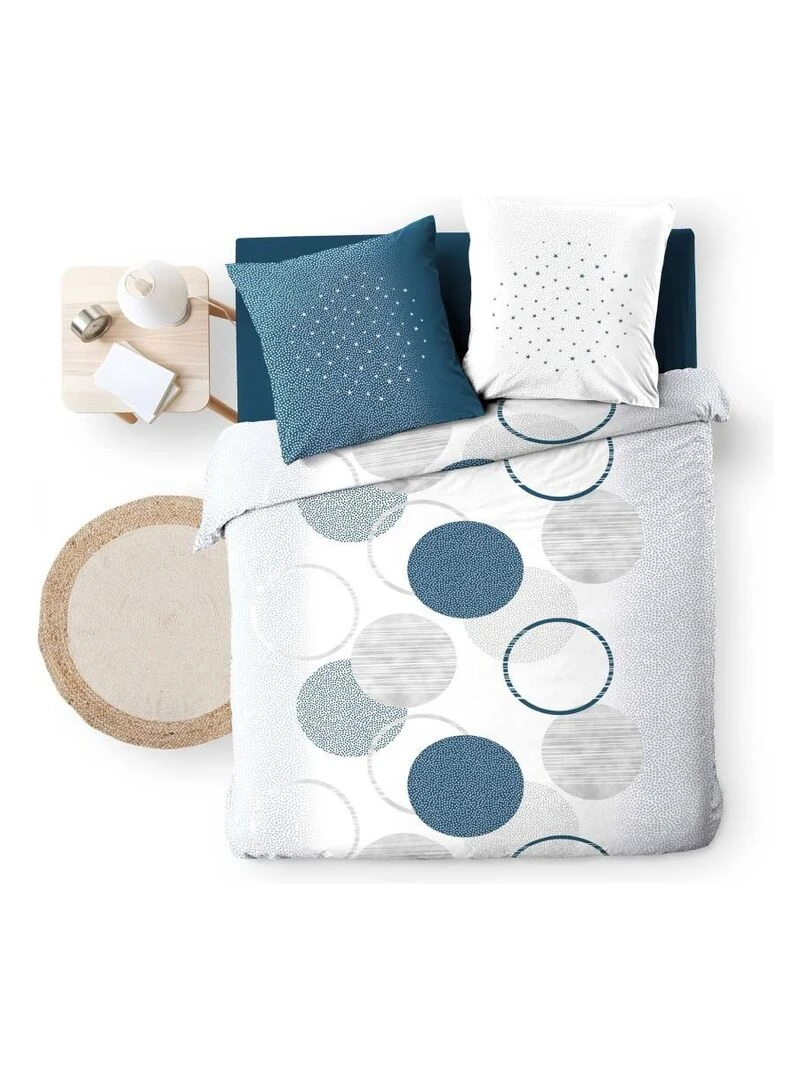 Housse de couette  + taie(s) Voie lactée coton 42 fils   Bleu