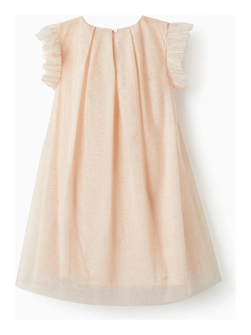 Robe en tulle et coton pour fille 'Special Days' manches courtes LETS PARTY Rose clair