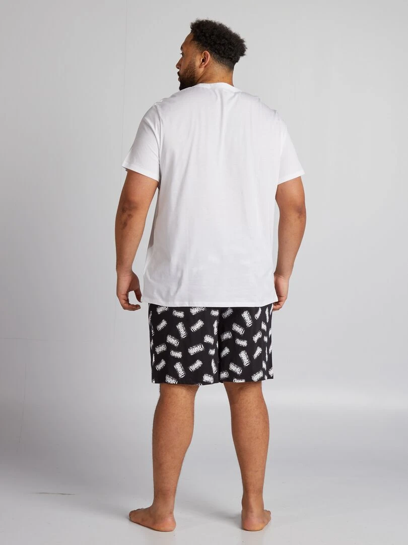 Ensemble pyjama court 'Marvel' t shirt + short 2 pièces Noir