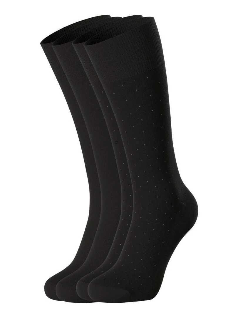 Pack de 2 paires de chaussettes coton unie et à pois Noir